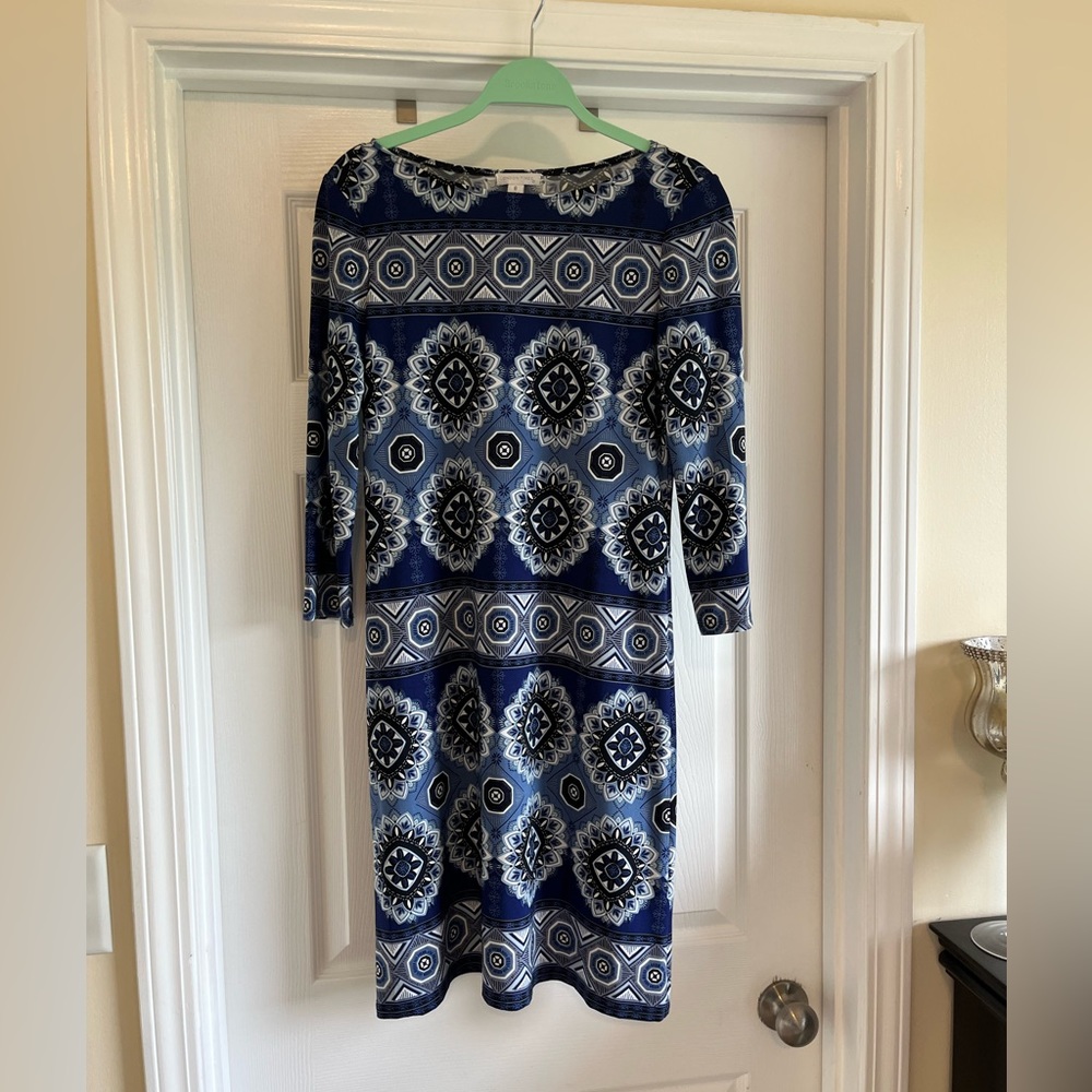 London Times Blue Tunic dress , long sleeve size 6